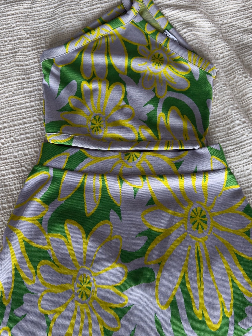 Zara Floral Halter Crop Top & Skirt Set - Green, Yellow, Lavender